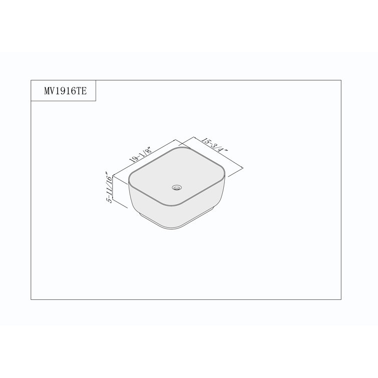 Fine Fixtures Vitreous China Ceramic Vitreous China Square Vessel